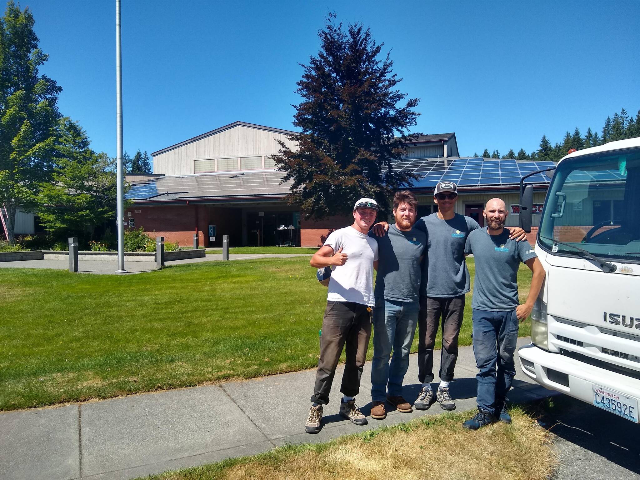 Photo submitted
Four installers pose at the South Whidbey Elementary School.