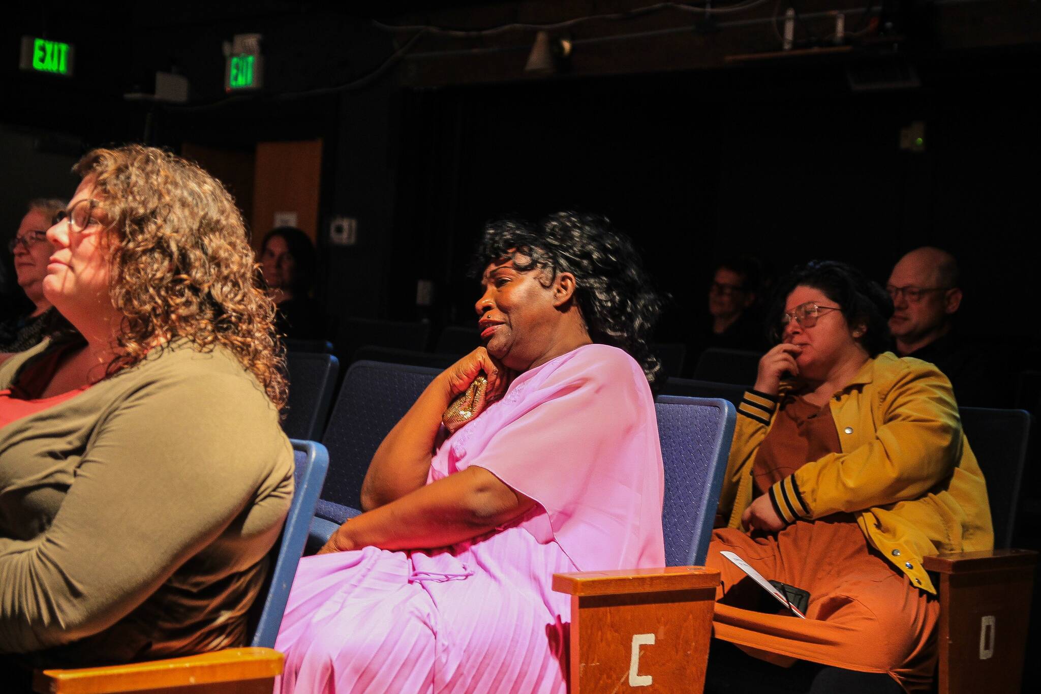 A distraught Phyllis watches the cast ruin her masterpiece as she sits among the audience. (Photo by Luisa Loi/Whidbey News-Times)