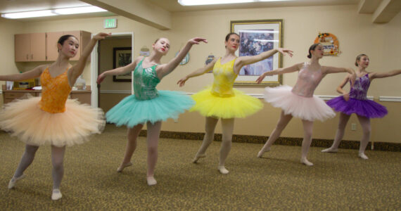 Photo by Luisa Loi
The Sweets dance in the Land of Sweets. Starting from the left, Hannah Brackeen, Ana Kettlewell, Lily Brinlee, Riley White and Tessa Lang, who are some of the oldest and most experienced dancers selected to perform in the show.