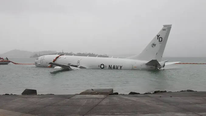 A P-8A sits in the waters off Marine Corps Air Station Kaneohe Bay. (U.S. Marine Corps photo by Lance Cpl. Tania Guerrero)