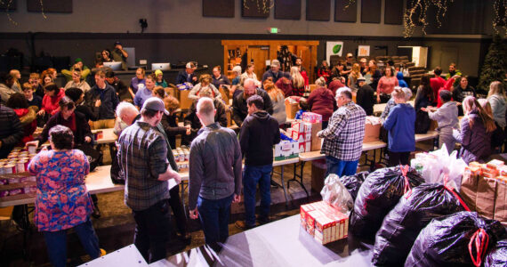 Photo provided
Life Church volunteers assemble meals that will be distributed to low-income families on Dec. 17.