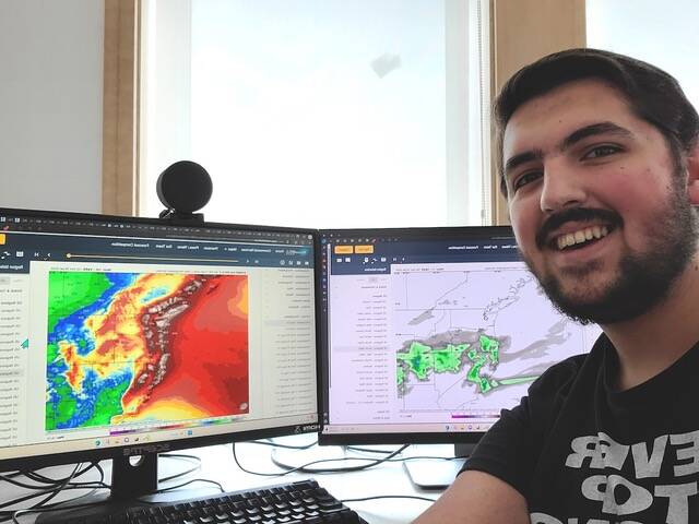 Jonathan Pulley, 18, checks out the weather forecast on his home computer. (Photo provided)