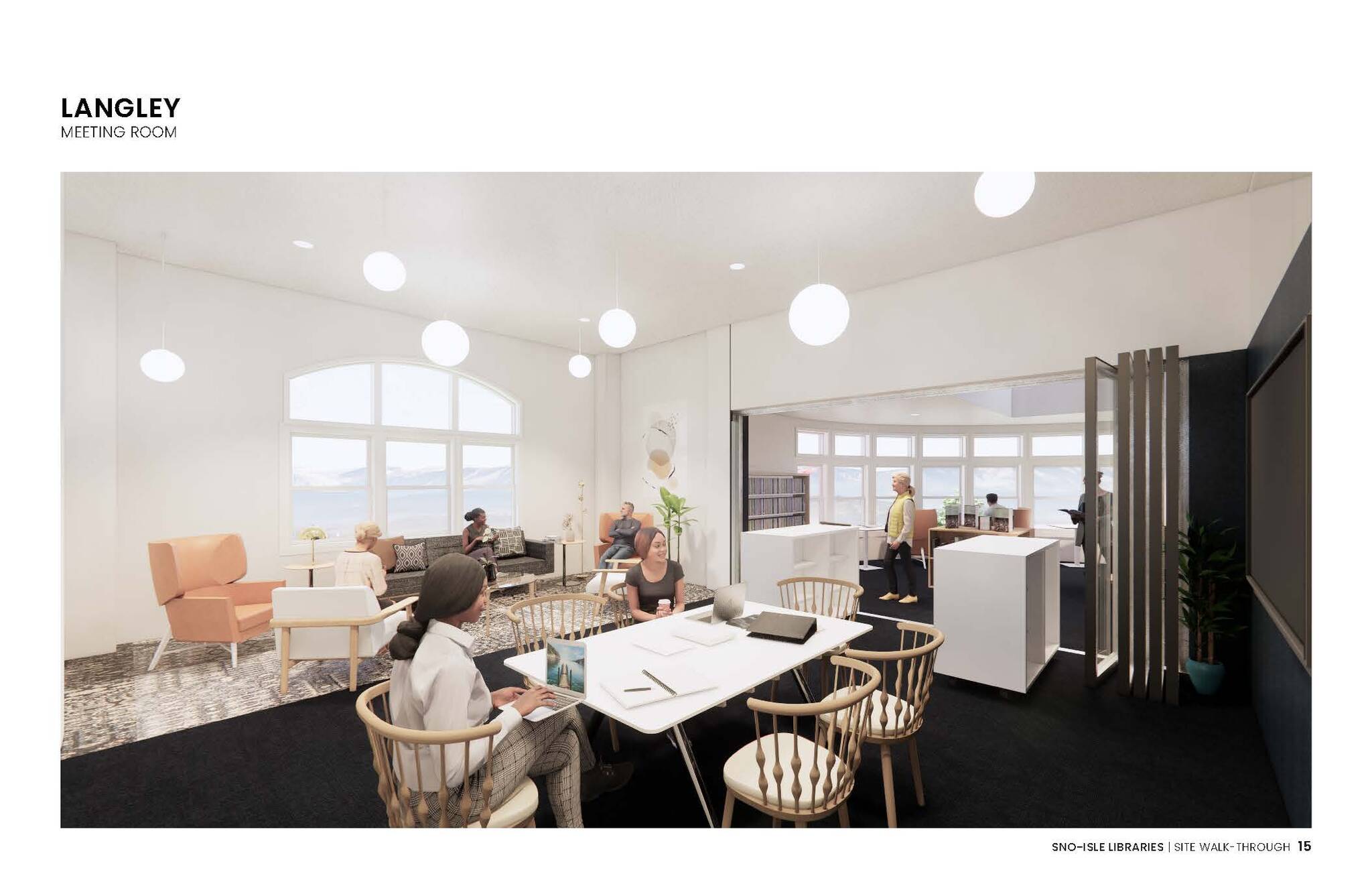 A 500-square-foot meeting room is one of the exciting additions to the Langley Library. (Concept art provided)