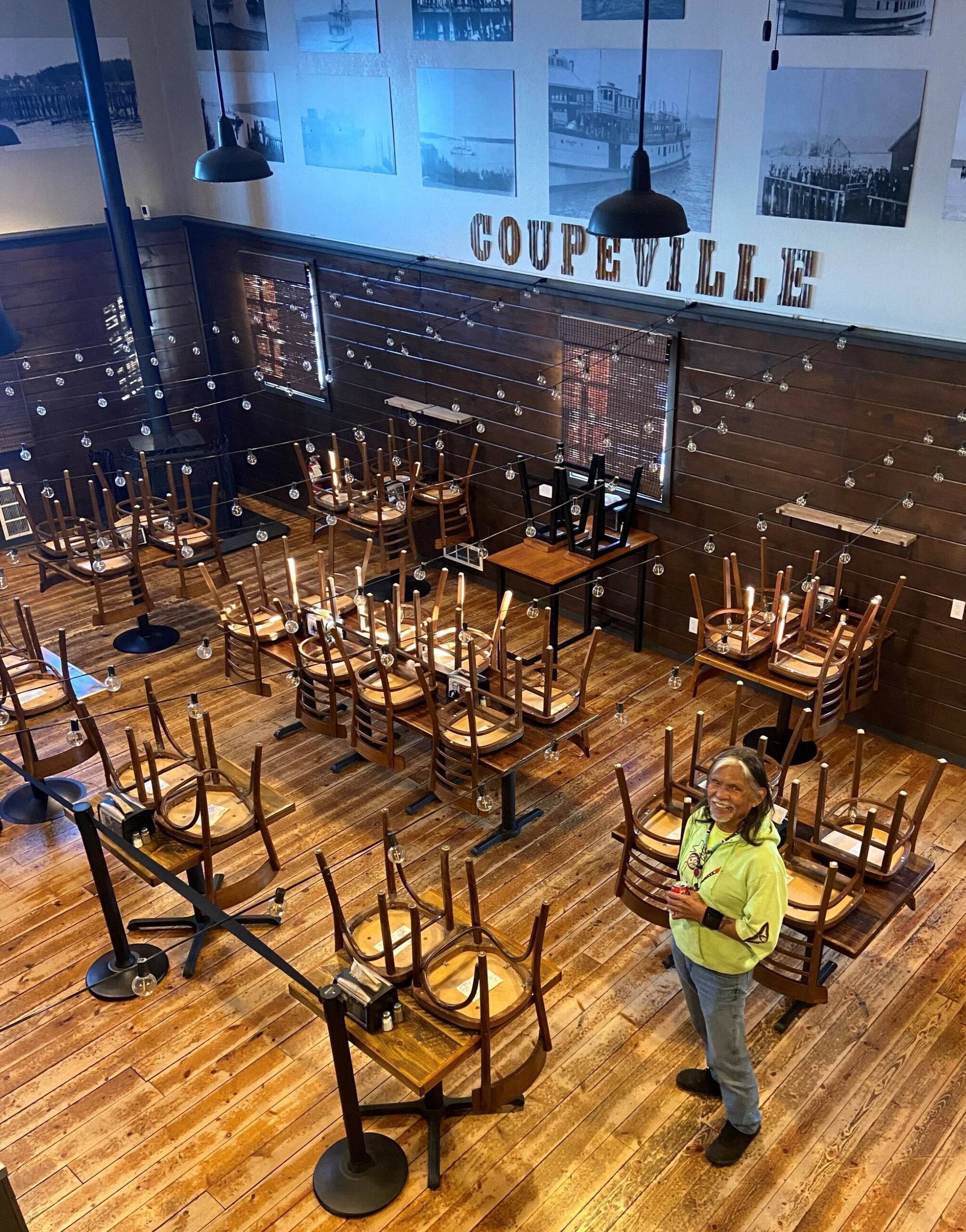 Beaver Tales Coffee co-owner Tony Cladoosby stands at the cafe’s Coupeville location, set to open March 1. The business will employ four staff members, according to co-owner Michelle Calvin. (Photo by Michelle Calvin)