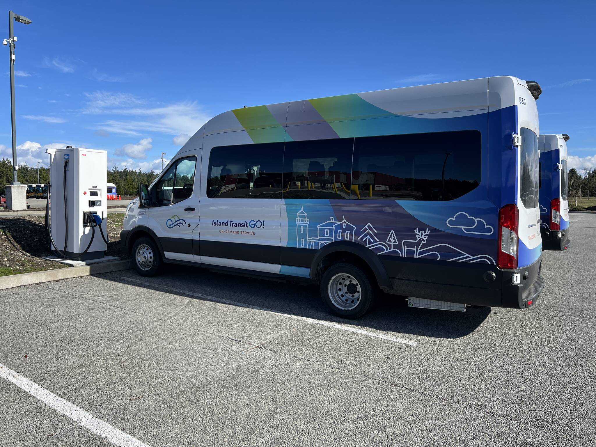 Since last March, Island Transit installed two new vehicle charging stations at the Coupeville transit facility. (Photo courtesy of Island Transit)