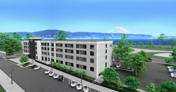 Photo provided
An architect’s drawing shows what the proposed hotel would look like in downtown Oak Harbor.