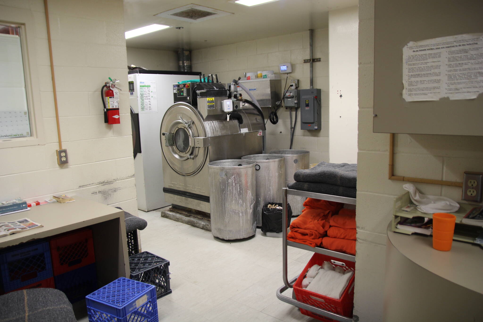 The jail has limited space for laundry facilities. (Photo by Jessie Stensland)