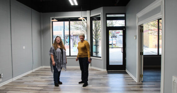 Photo by Luisa Loi
Margaret Livermore, at right, and Teresa Besaw stand inside one of the two incubators that will soon host a business making its debut in Oak Harbor. This incubator is about 240 square feet.
