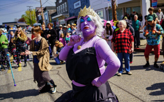 Photo by David Welton
Over 300 people turned out in Langley on April 13 for the annual Welcome the Whales parade. Creative costumes could be seen everywhere, including Ursula, the villain in Disney’s “The Little Mermaid.”