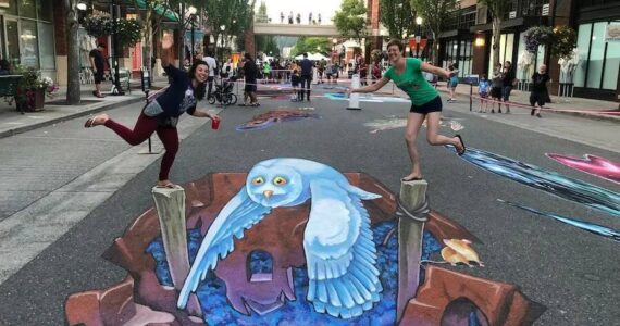 Photo from the 2019 PNW ChalkFest in Redmond
This three-dimensional art piece by Remko van Schaik is an example of what people could find when strolling through Windjammer Park at Oak Harbor's own edition of ChalkFest.