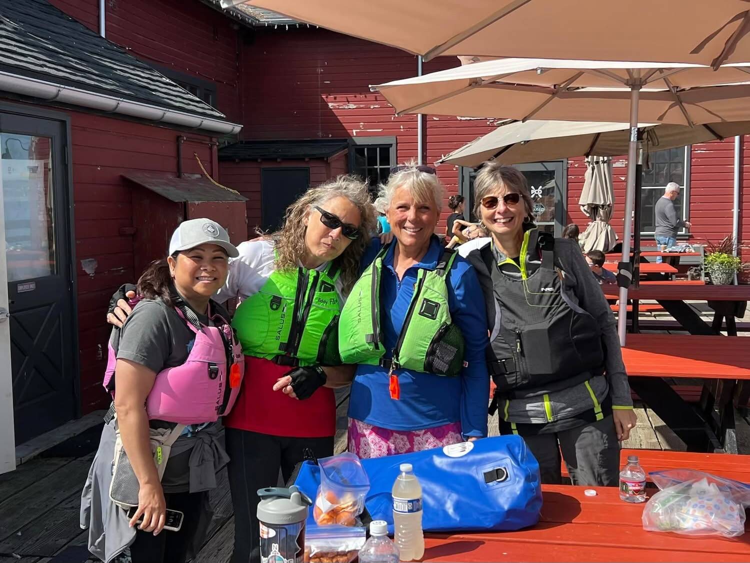 Photo provided
Boaters smile at the wharf during the 2024 Oak Harbor to Coupeville run. From left are Tonnie Corado, Pam Uhlig, Bev Miller and Eva Coley.
