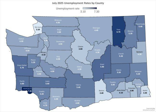 Labor force by county snapshot by the Employment Security Department.