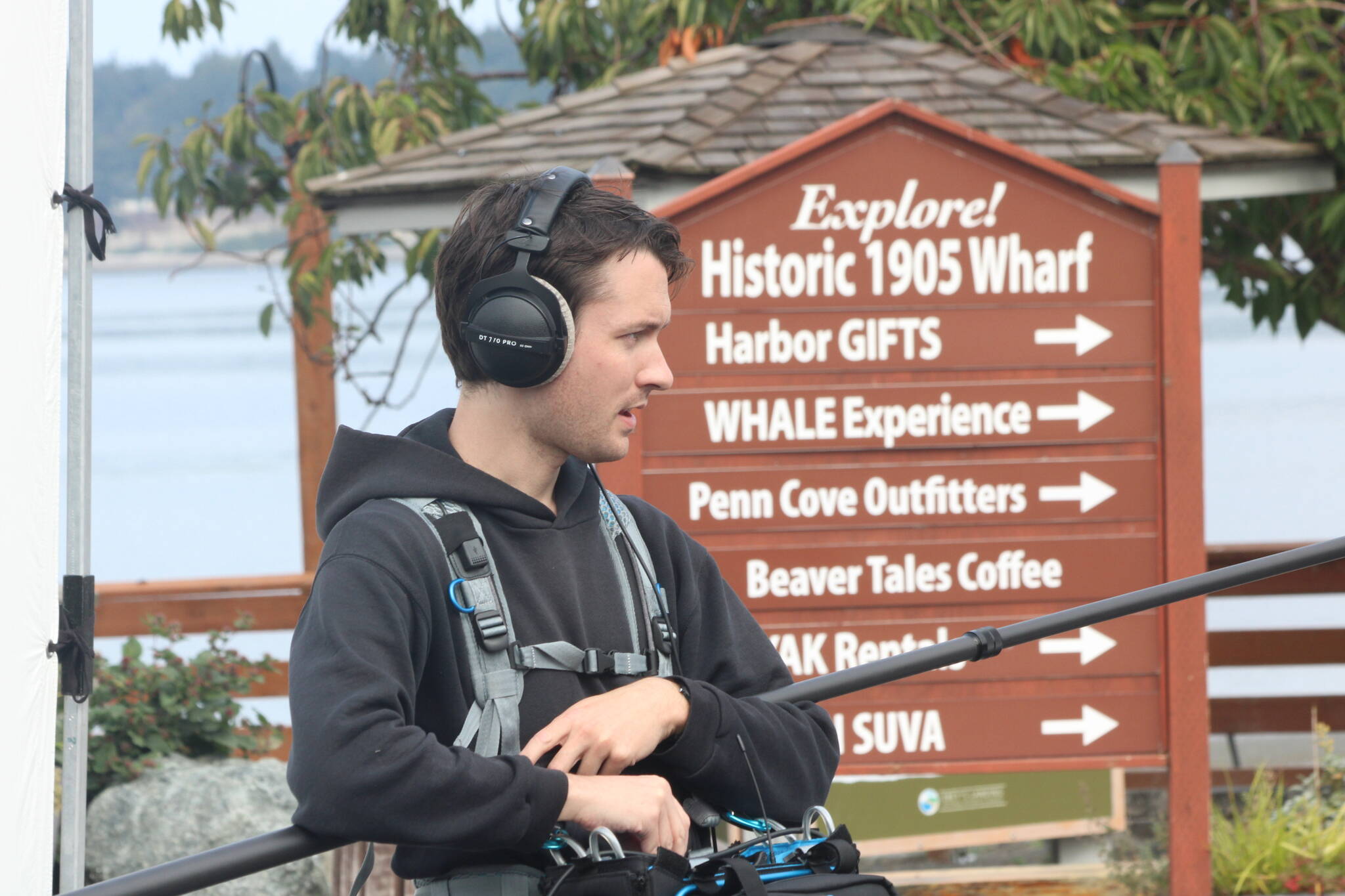 Photo by Allyson Ballard
Seth Thompson wielded a long boom mic and mixed sound for the scene live.