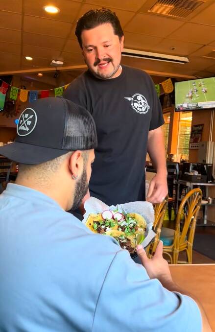 (Photo from @elcazwhidbey on TikTok) Restaurant owner Jose Lupe Rodriguez stars in a TikTok video with his cousin Fabian Cortez. Rodriguez has an uncanny likeness to celebrity Pedro Pascal.