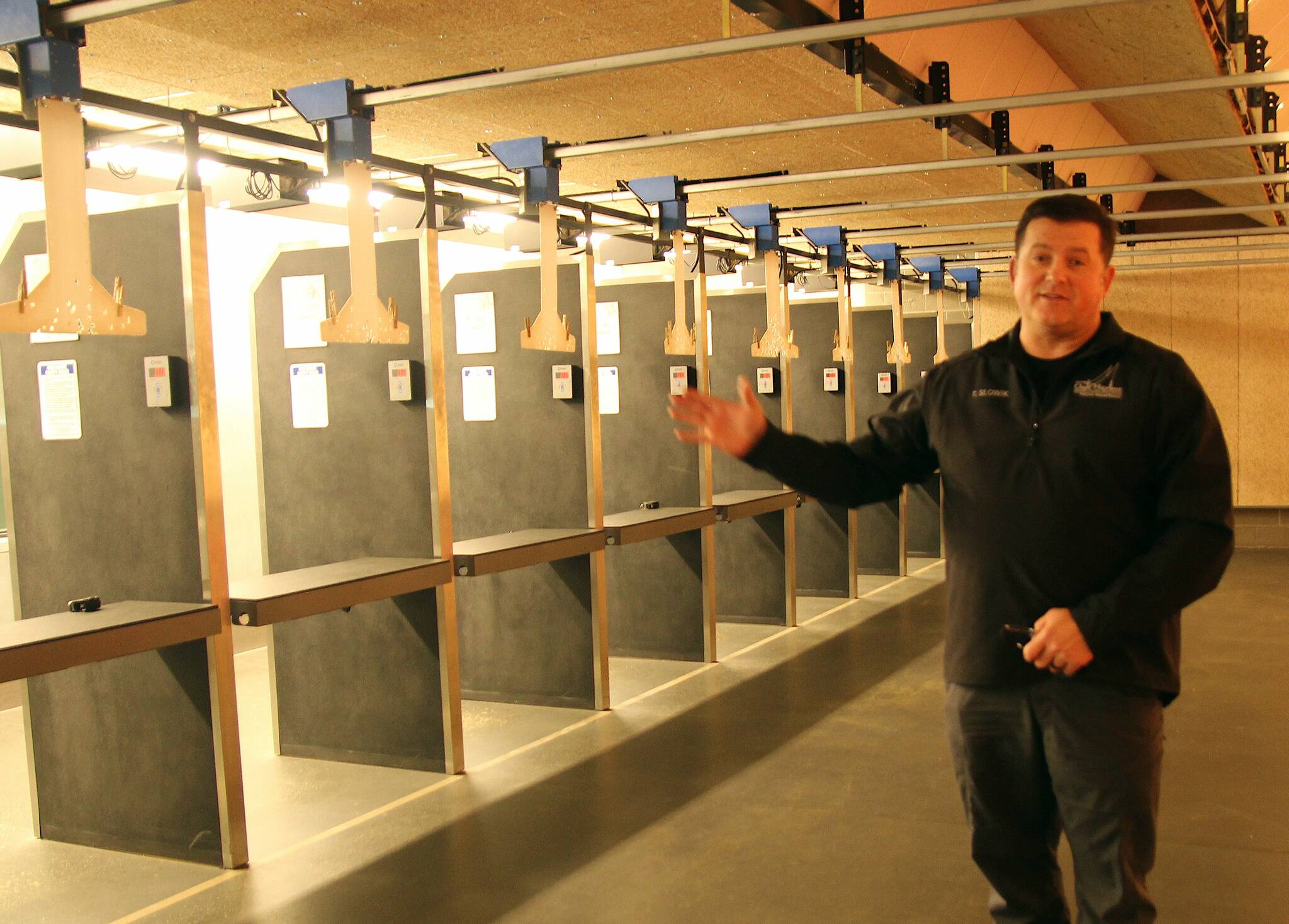 (Photo by Jessie Stensland) Oak Harbor Police Chief Tony Slowik discusses the indoor shooting range that the city is purchasing for a regional training facility.