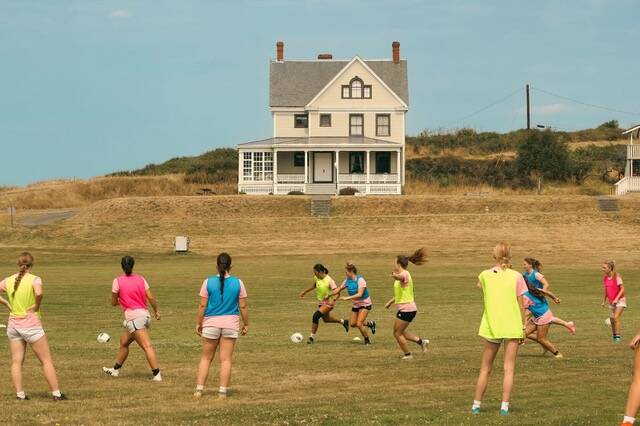 (Photo provided) Girls play soccer at Camp Casey last summer.