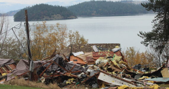 An explosion occurred early Friday morning, completely destroying a shed. (Photo by Allyson Ballard)
