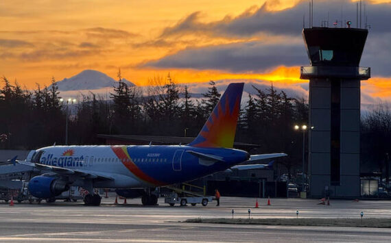 Photo provided
A plane is parked at the Bellingham International Airport in front of a surreal Washington sunset.