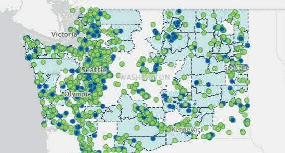 Courtesy of Washington Climate Action.
A dashboard depicting the location of projects which received help from the Climate Commitment Act.