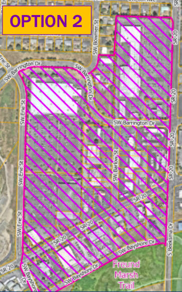 Photo provided. With the new ordinance, the city prosecutor can request that a judge impose a stay-out-of-designated-area order against a person convicted of a drug-related criminal charge. Those who go within the highlighted pink zone can receive a new criminal charge.
