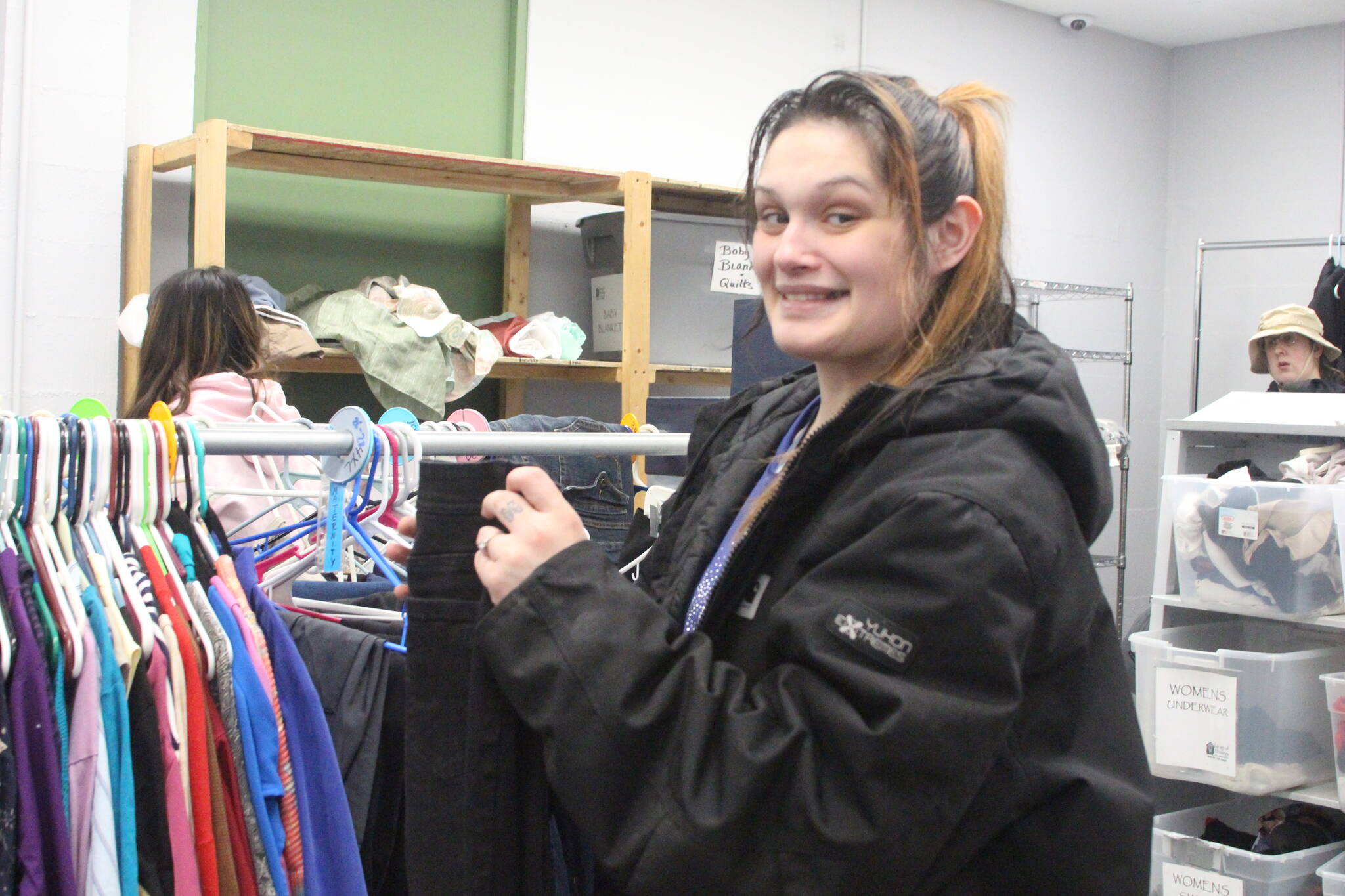 (Photo by Marina Blatt) Madison Rozycki shops for maternity clothes at the Garage of Blessings in Oak Harbor.