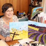 Amy Hauser, owner of Whidbey Art Party, leads sip &lsquo;n&rsquo; paint classes at the Penn Cove Brewery Tap Room in Coupeville twice monthly. Photo by Kate Daniel/Whidbey News-Times