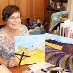 Amy Hauser, owner of Whidbey Art Party, leads sip &lsquo;n&rsquo; paint classes at the Penn Cove Brewery Tap Room in Coupeville twice monthly. Photo by Kate Daniel/Whidbey News-Times