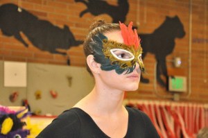 Oak Harbor Middle School student Rachel Mioduski strikes a statuesque pose as part of her performance.