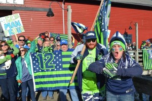 More than 150 Seahawks fans rallied to support their team on Sunday