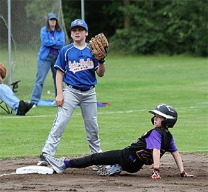 After North Whidbey's Christian Gisvold slides safely into third
