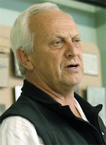 Hospital District Commissioner Ron Wallin describes the EMS levy request to a crowd at the Clinton Progressive Hall last week.