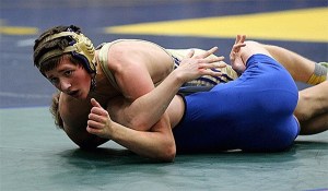 Oak Harbor's Blake McBride has his opponent in trouble at Hazen Saturday.