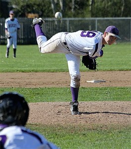 Oak Harbor starter Trent Benson hurls a pitch in Thursday's game with Ferndale.