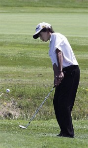 Haven Brown chips in the District 1 WJGA Tournament Tuesday. He finished fourth and earned a spot in the state tournament.
