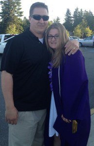 Robby Skillin and Veronica celebrate her graduation Monday.