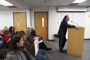 COER member Ken Pickard speaks about the ongoing problems with jet noise to Island County Commissioners Tuesday during their regular board meeting.