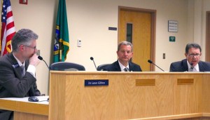 Speakers at Monday evening’s housing forum included (left to right) Oak Harbor Public Schools Superintendent Lance Gibbon
