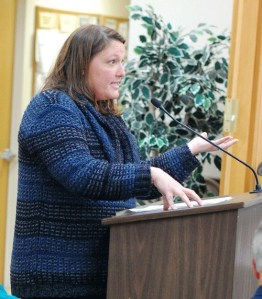 Oak Harbor Chamber of Commerce Executive Director Jill Johnson addresses the City Council during a discussion about the Island County Joint Tourism Board. She is against the city increasing its annual contribution.
