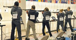 The members of S-cubed zero in on their targets at the national tournament. Taking aim are Micah Moss