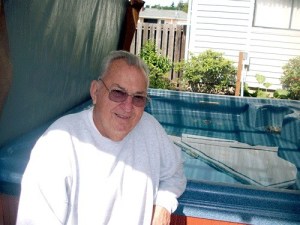 Bob Barber laughs at the trouble he had exiting  his hot tub. It required the help of five emergency service personnel.