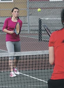 Coupeville's Samantha Martin fires a backhand shot against Archbishop Murphy Tuesday.