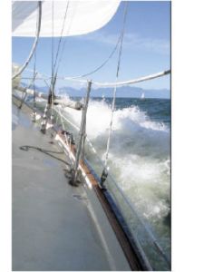 Water splashes above the deck of the Shekineah