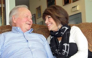 Dutch Strehle sits with his then-fiancee Donna Haines at Strehle’s home March 4. Three days later