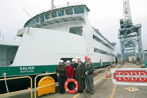 State transportation officials witness the progress of the Salish