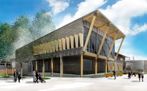 An architect’s drawing shows what a community room may look like as part of the sewage treatment plant.