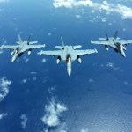 Three EA-18G Growlers fly in formation near Guam. U.S. Navy photo