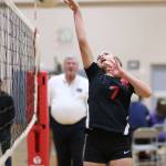 North Whidbey eighth-grader Audrey Lang tips for the Cougars. (Photo by John Fisken)