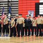 Representatives of Wildcat Battalion stand in front of the trophies they won in the season&rsquo;s first competition last week. (Photo by Noel Pangilinan)