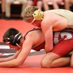 Joshua Margraf, top, battles in the Snohomish match. (Photo by John Fisken)