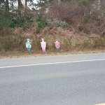 Three missing toy soldiers were propped up on the side of West Beach Road last week, awaiting discovery and an eventual return to downtown Oak Harbor. Photo provided